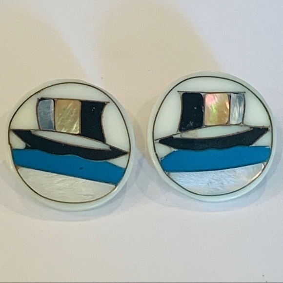 Shell Inlaid boat nautical large round 80s - Picture 1 of 8